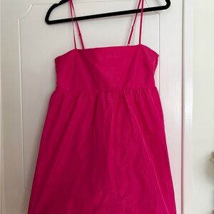 Sunday Best Vibrant Pink Strappy Dress. Bubble hem